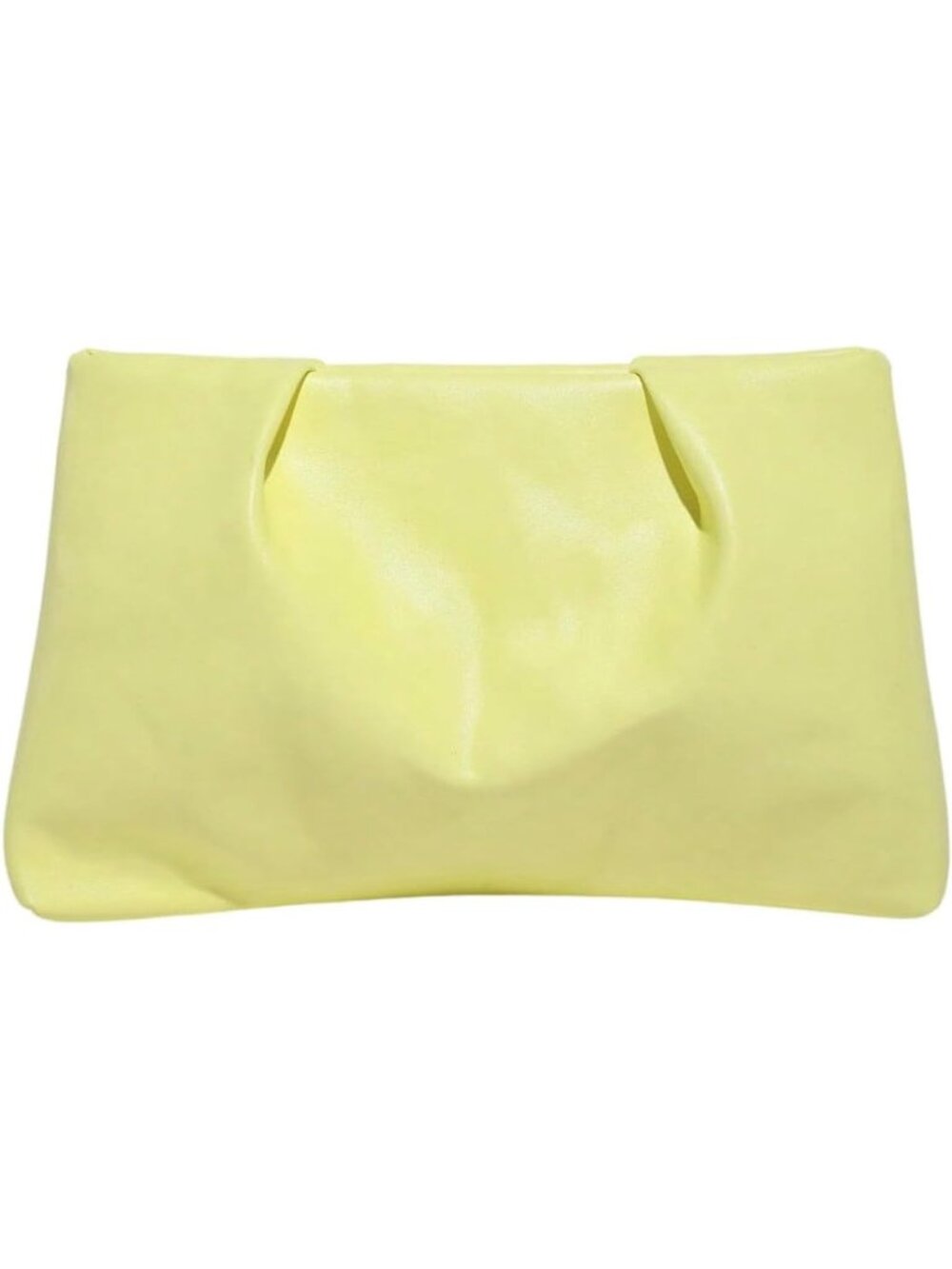 👜Women's Yellow PU Leather Clutch Purses Small Zipper Elegant Ruched Handbag